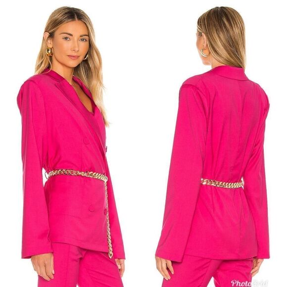 Revolve Lovers + Friends Michelli Hot Pink Double Breasted Blazer (No belt) - Picture 4 of 8